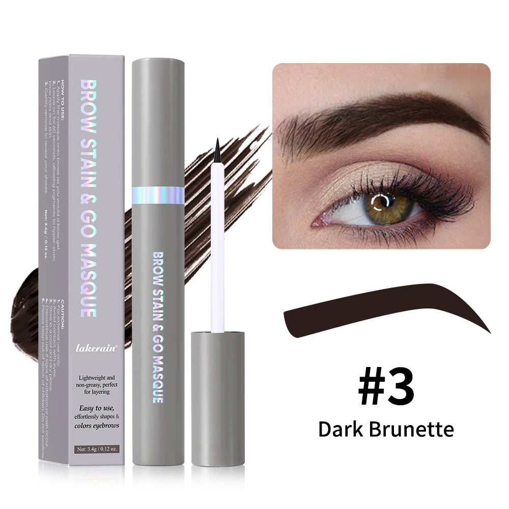 Brow Stain & Go Masque Long Lasting Eye Brow Tint Transfer Proof and Smudge Proof Eyebrow Tint Stain Waterproof Makeup Cosmetic Peaceful Pleasures Health and Wellness 3Dark Brunette