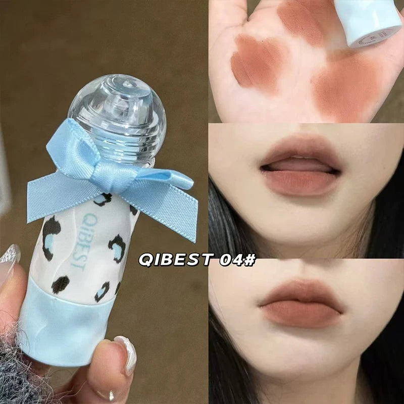 QIBEST 4 Colors Matte Lip Mud Lasting Soft Fog Brown Stain Lipgloss Waterproof Liquid Lipstick Nourishing Lip Tint Makeup Kits Peaceful Pleasures Health and Wellness 04