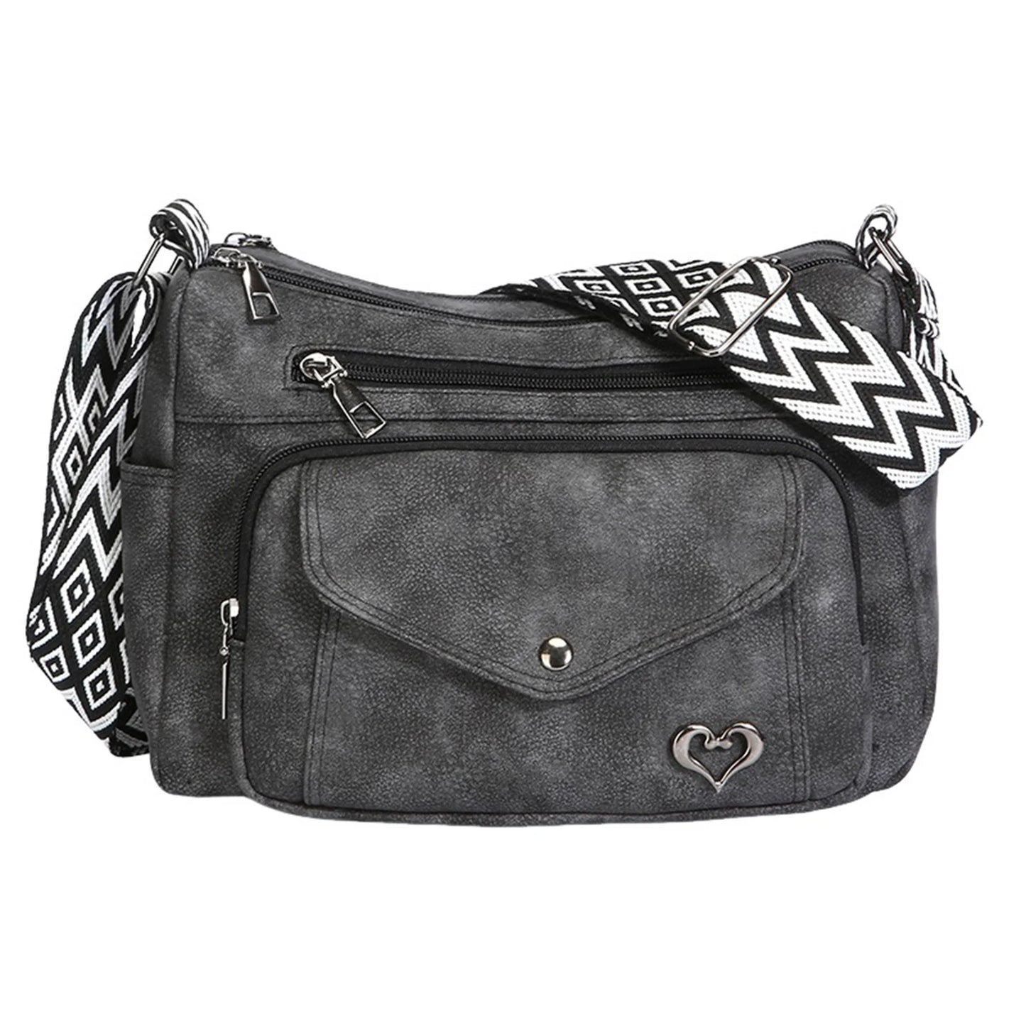 Women Soft Leather Shoulder Crossbody Bag Large Capacity Versatile Mom Bag Suitable For Daily Use Peaceful Pleasures Health and Wellness black