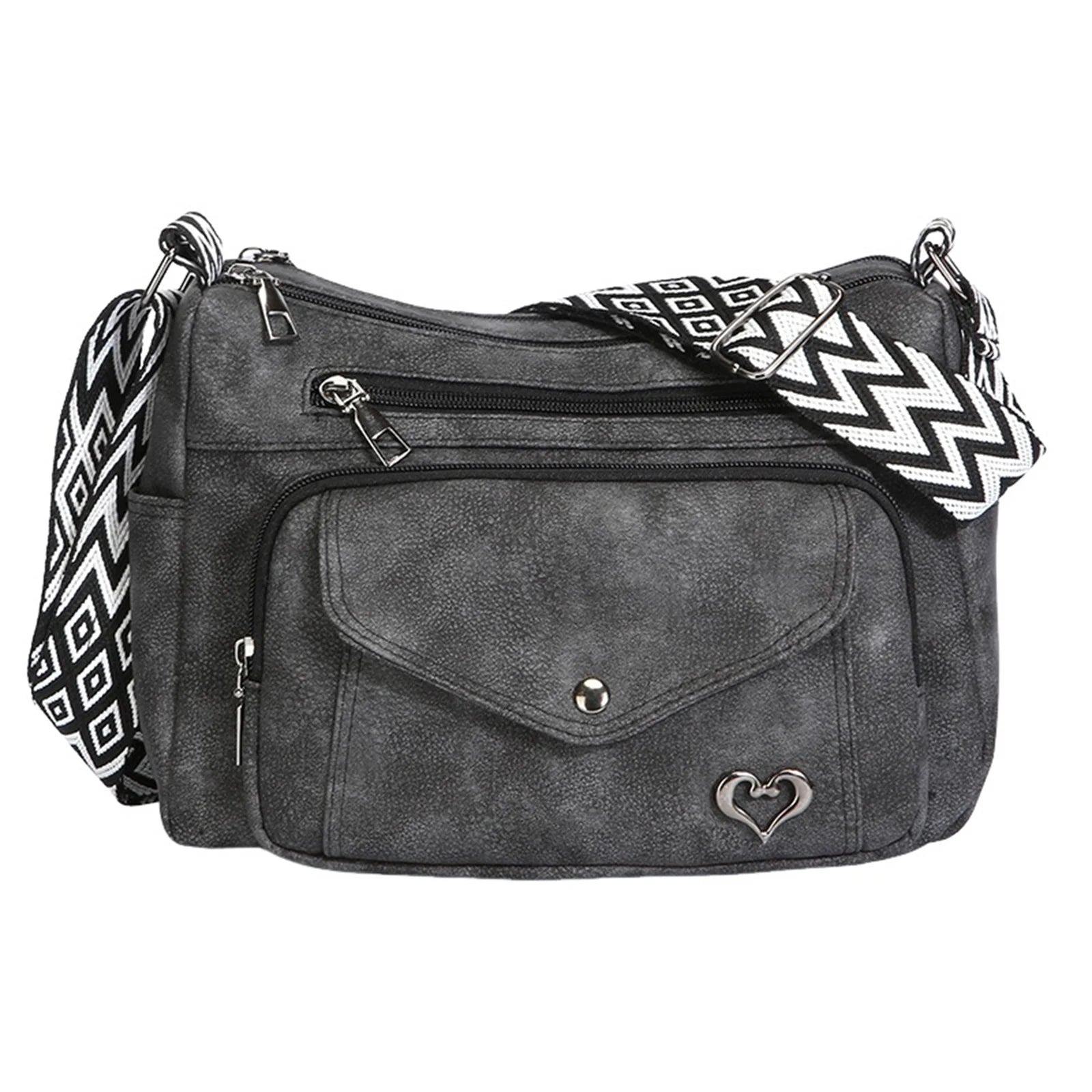 Women Soft Leather Shoulder Crossbody Bag Large Capacity Versatile Mom Bag Suitable For Daily Use Peaceful Pleasures Health and Wellness black