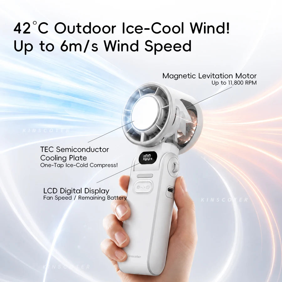 Portable Cooling Handheld Fan – 3600mAh, 100 Speeds, Foldable