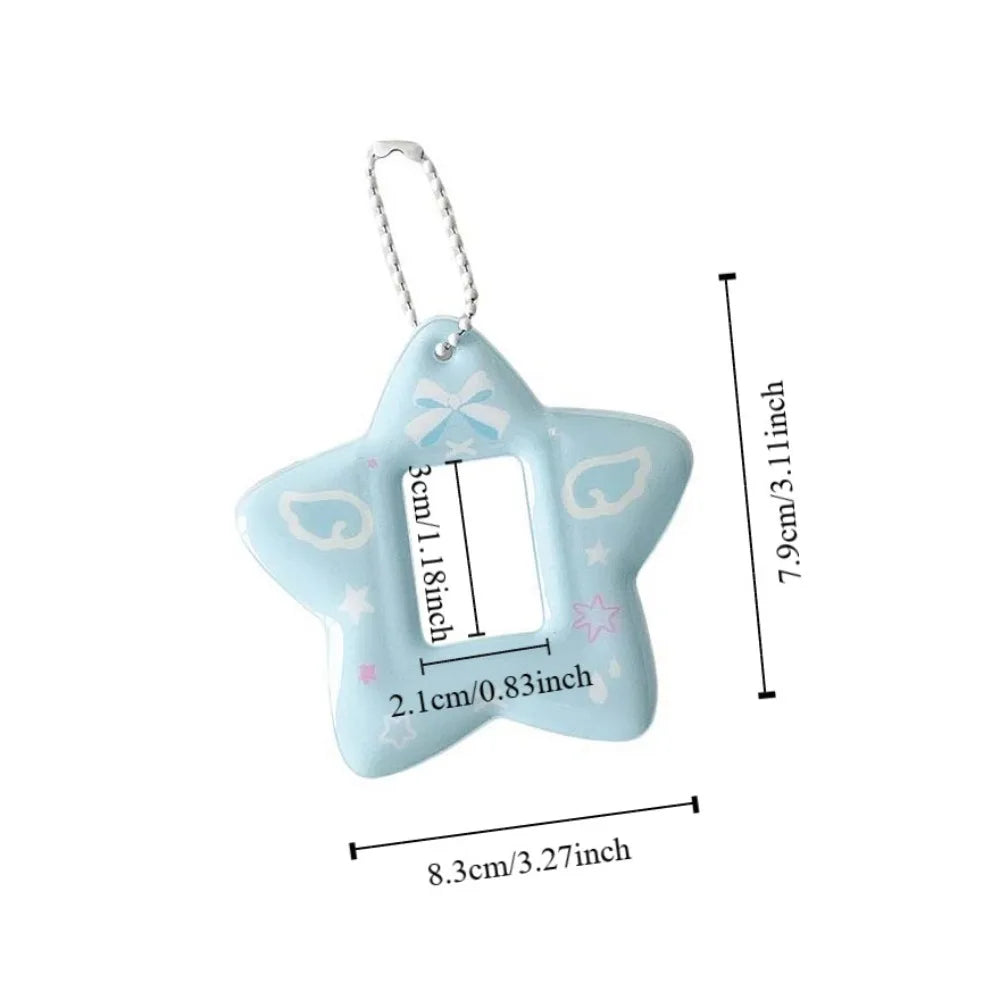 With Keychain Mini Photocard Holder Star Pendant PVC Card Cover ID Photo Photocard Frame Idol Photo Card Korean Ins Style Peaceful Pleasures Health and Wellness