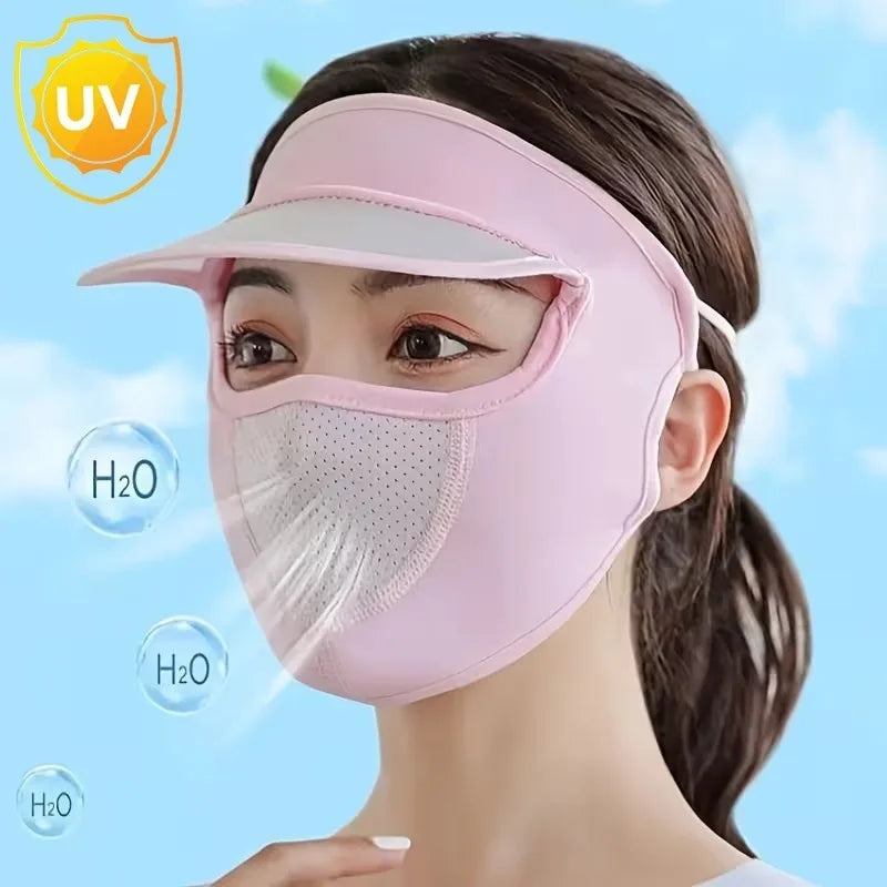 UPF 50+ Ice Silk Sun Protection Face Mask with Brim