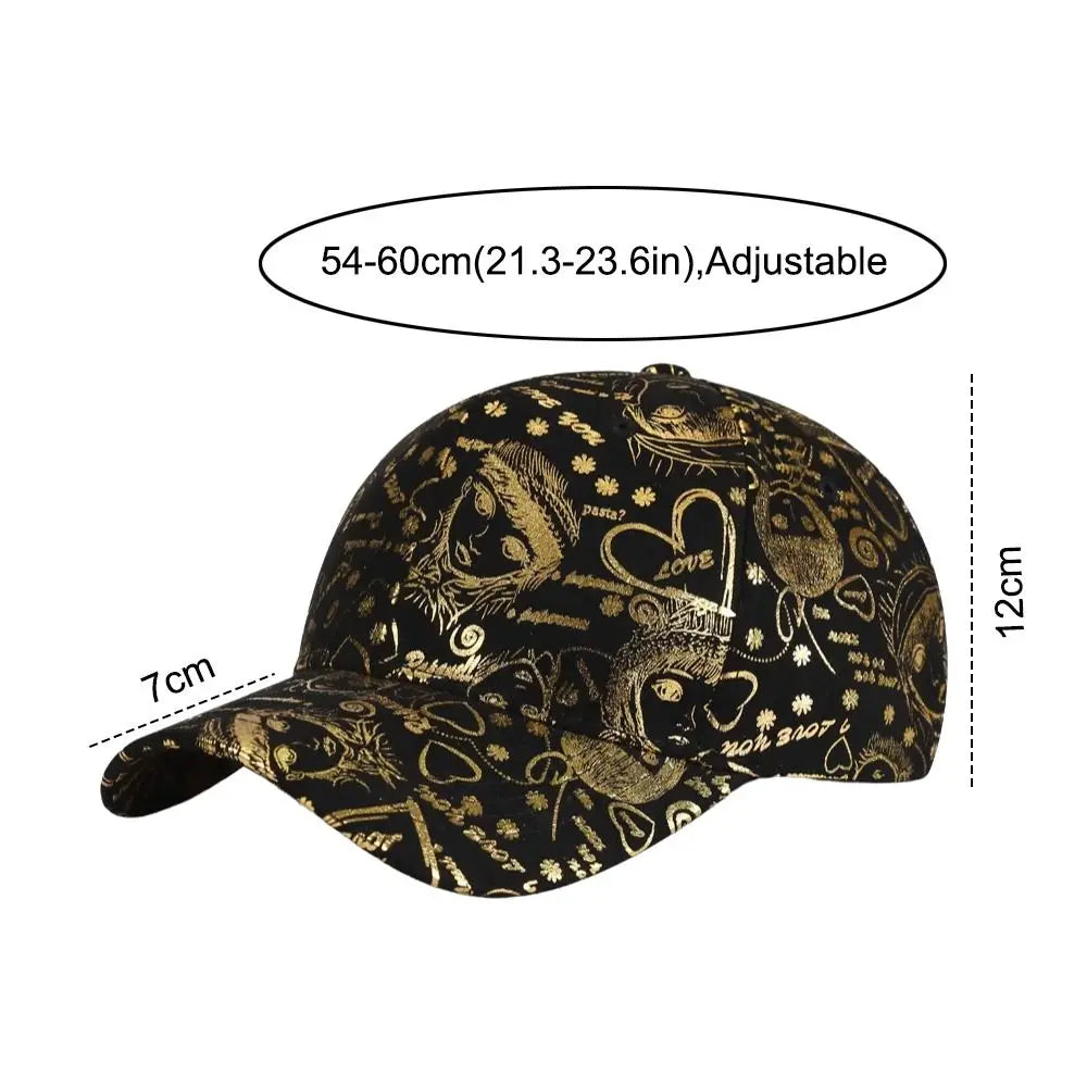 Golden Graffiti Baseball Cap – Unisex Adjustable Cotton Hat