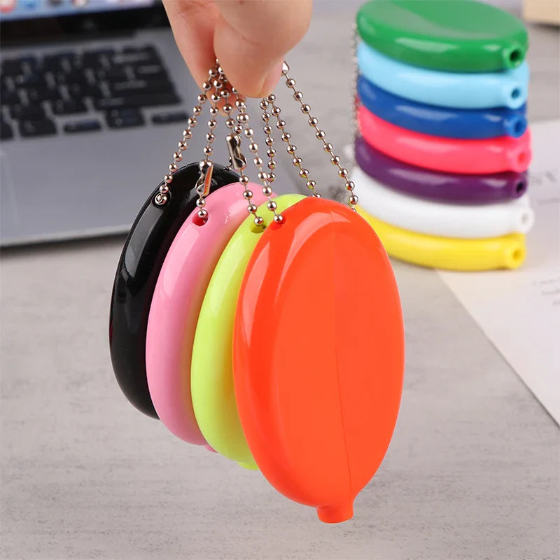 Oval PVC Coin Purse with Chain – Mini Jewelry & Coins Bag