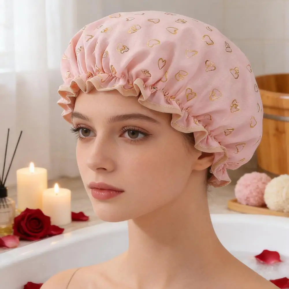 Large Reusable Waterproof Shower Cap – Double Layer Bath & Body Peaceful Pleasures Health and Wellness