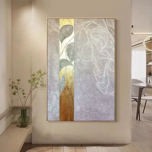 High Quality Beautiful Abstract Lines Oil Painting On Canvas For Home Wall Decor Pure Hand Painted Gold Poster Mural For Bedroom Peaceful Pleasures Health and Wellness