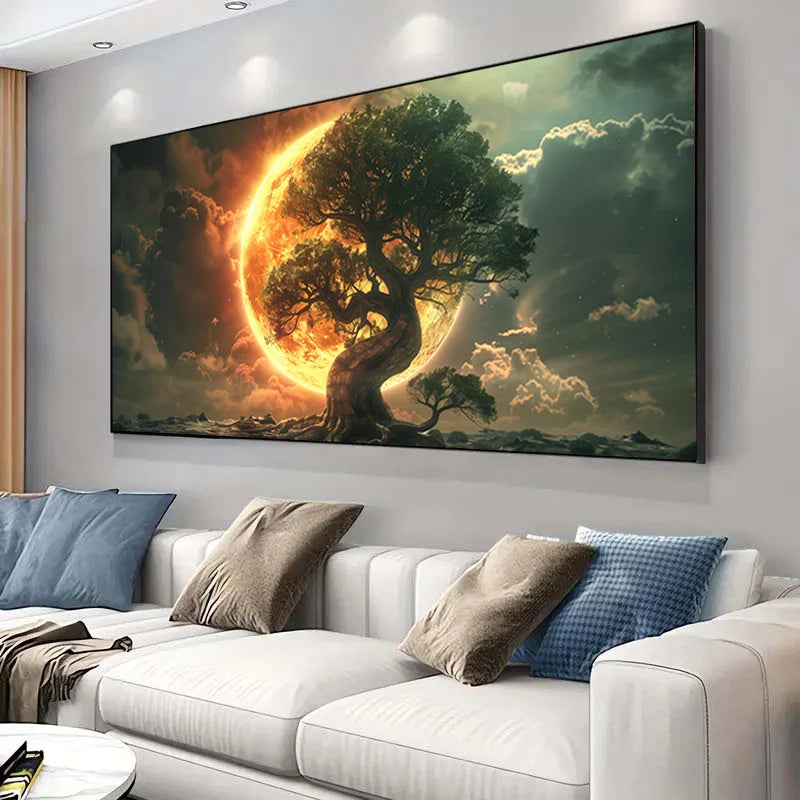 1pc Tree of Life Canvas Art Print, Frameless Modern Wall Art Decor, for Living Room, Bedroom, Dining Room, Bedroom Wall Art Peaceful Pleasures Health and Wellness