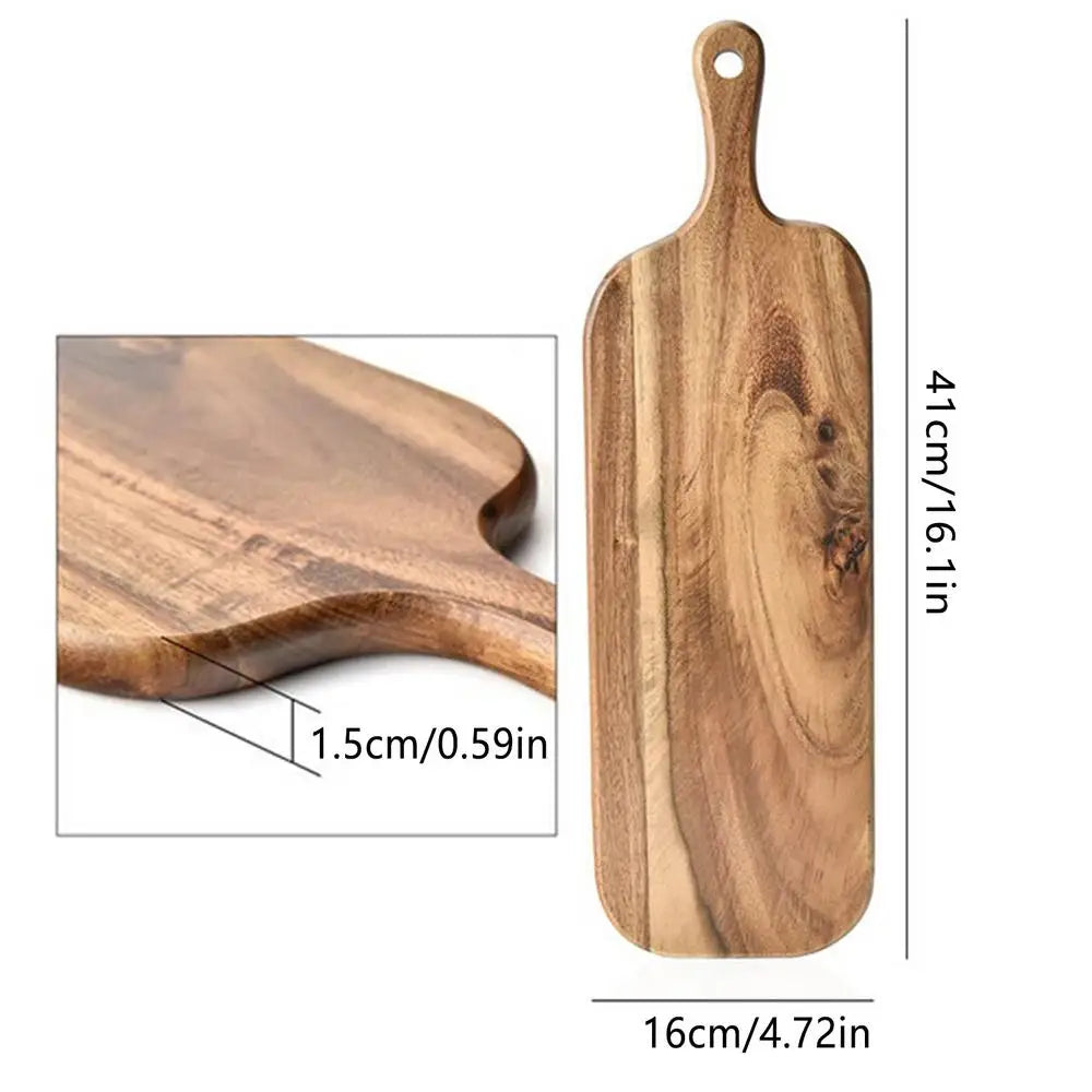 Double-Sided Wood Cutting Board with Handle | Steak & Cheese Tray