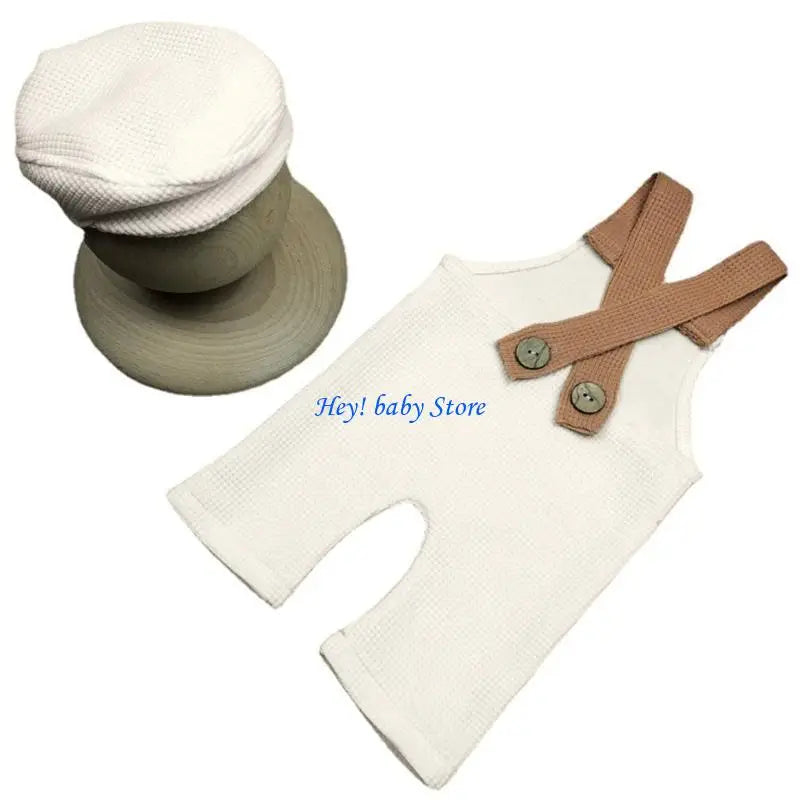 Newborn Duck-Billed Beanie & Suspender Pants Photo Set | 0–6M