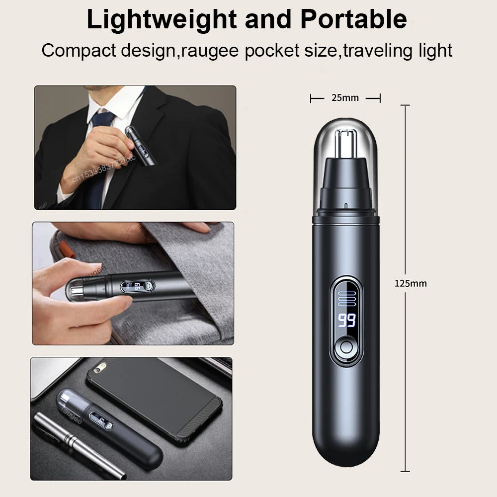 Nose Hair Trimmer Mini Portable Electric Nose Hair Clipper Rechargeable Automatic Shaving Nose Eyebrow Ear Painless Hair Remover Peaceful Pleasures Health and Wellness