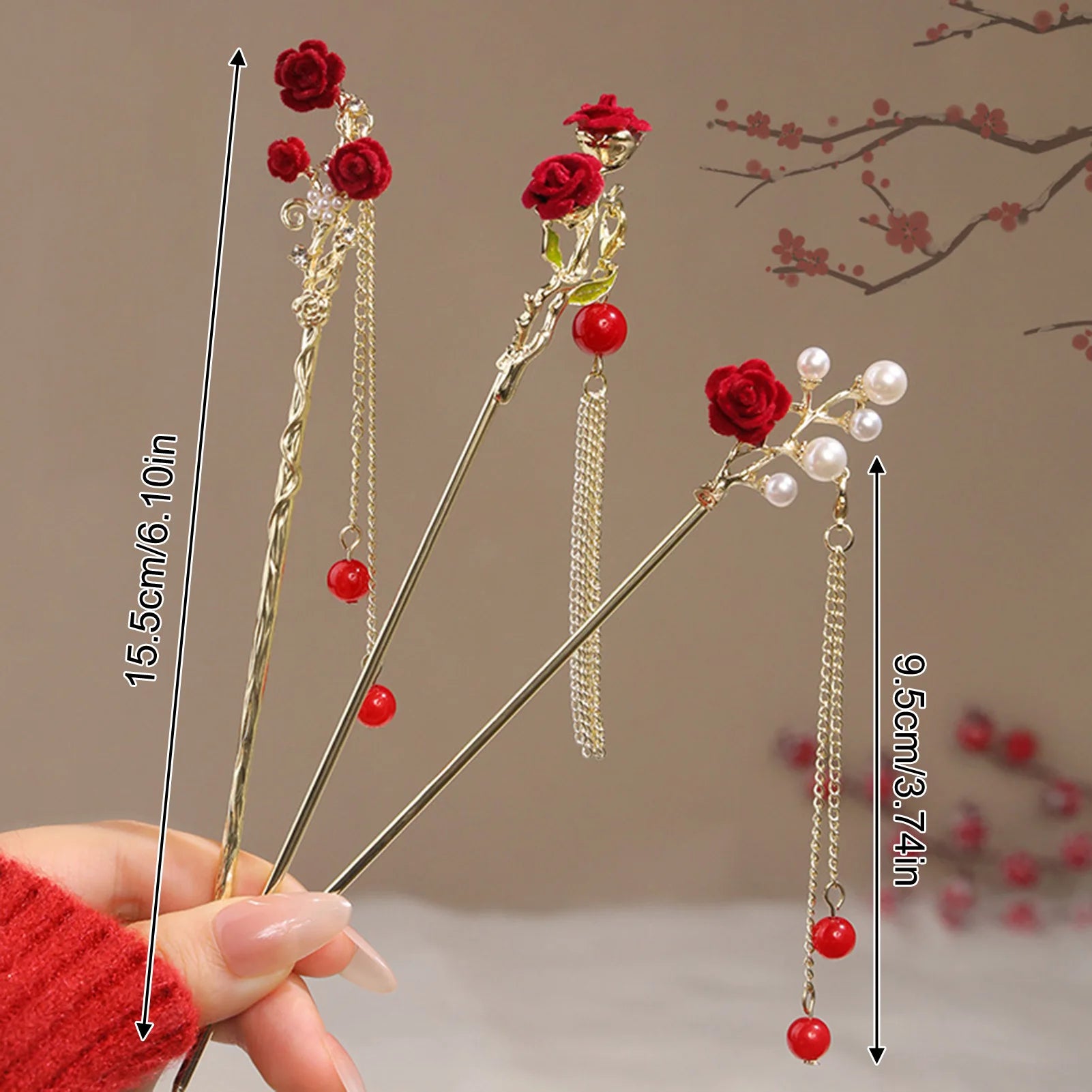 Chinese Court Style Alloy Hair Pins Durable Headdress with Elegant Tassel for Women Wedding Hanfu Cheongsam Peaceful Pleasures Health and Wellness