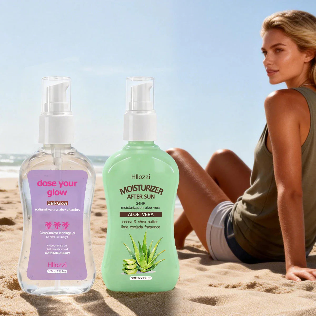 Clear Sunless Tanning Gel – Dark Glow & After Sun Moisturizer