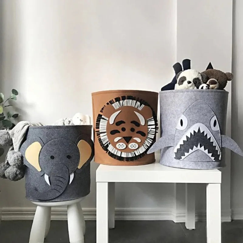 Large Felt Kids Toy & Laundry Basket – Cartoon Animal Design