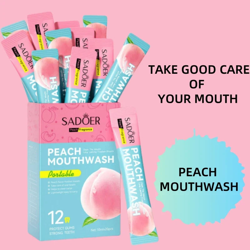 SADOER Peach Mouthwash 20 Pods – Fresh Breath Oral Rinse