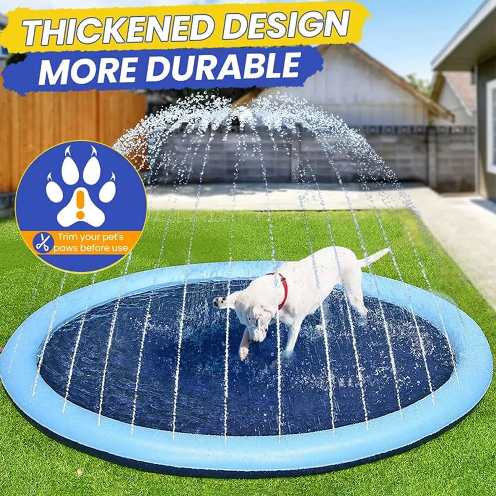 Sprinkler Water Play Mat Kids Sprinkler Pad Play Area Reusable Non Slip Outdoor Sprinkler Pad Water Game Toys for Children Boys Peaceful Pleasures Health and Wellness