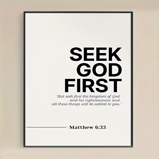 Matthew 6:33 Bible Verse Canvas Wall Art | Christian Decor Canvas Wall Art Peaceful Pleasures Health and Wellness G3674 60x80cm Unframed