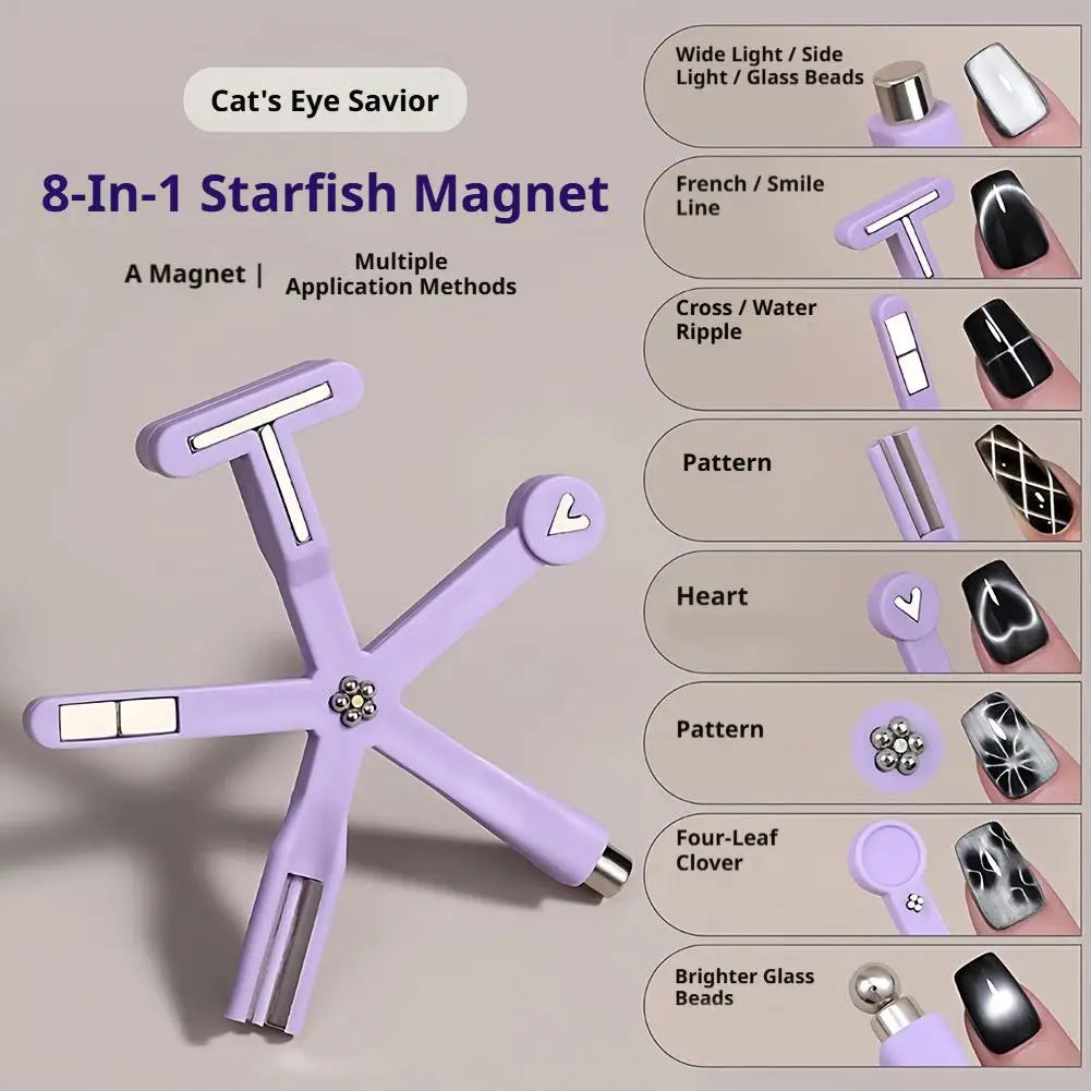 8-in-1 Cat Eye Nail Magnet Tool | Starfish Manicure Stick