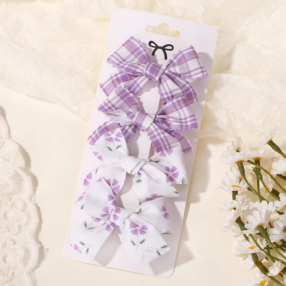 Lovely Cotton Bowknot Clips Safe Hairpins Girl Fresh Pastoral