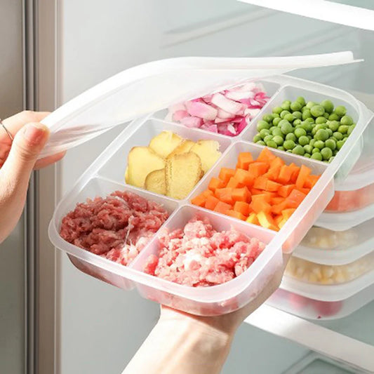 Clear Compartment Food Storage Box | Fridge Organizer Crisper Food Storage Container Peaceful Pleasures Health and Wellness