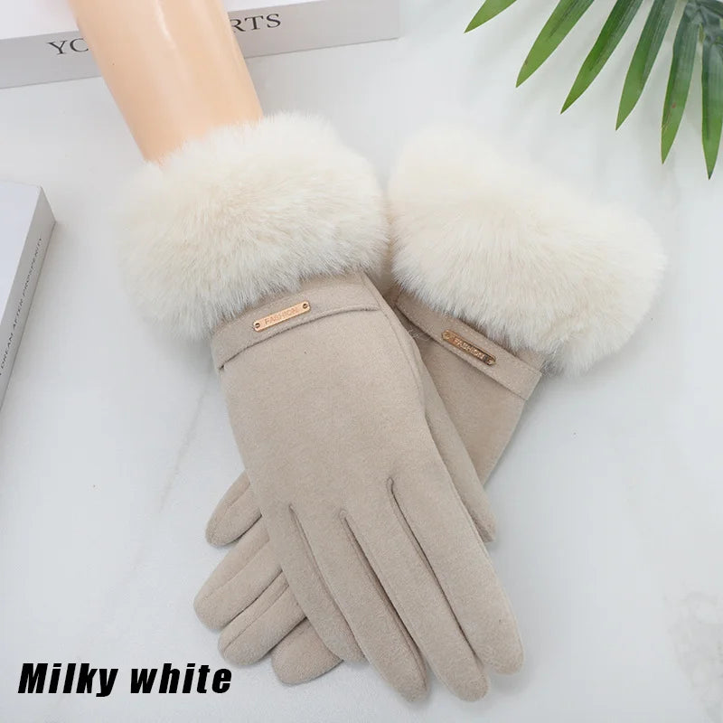 Women's Touchscreen Winter Gloves | Faux Fur Windproof Knit