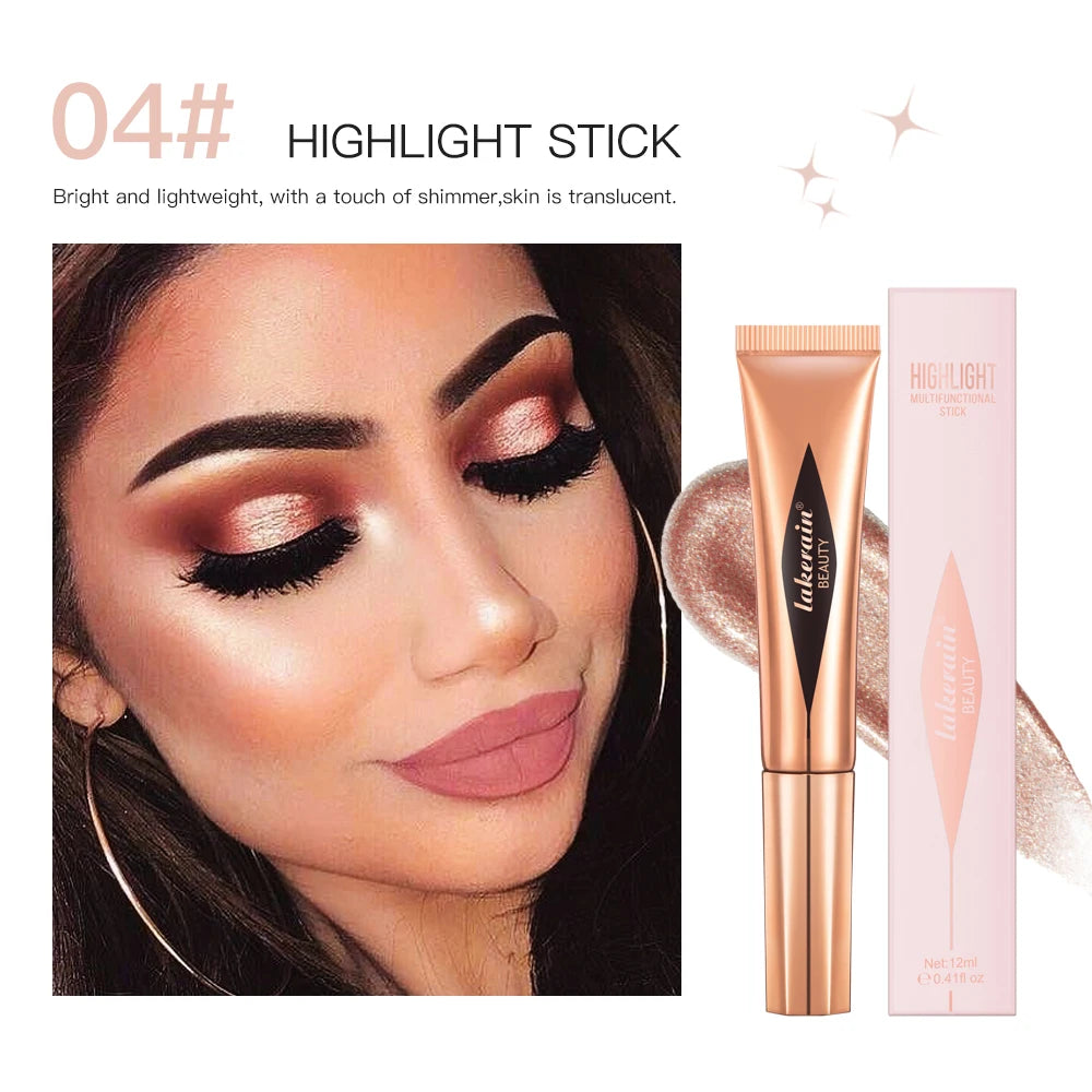Beauty Blush Wand Easy Liquid Blush Face Blusher Natural Cream Cheek Tint Brighten Eye Highlight Contour Stick Sponge Head Peaceful Pleasures Health and Wellness 04 highlight