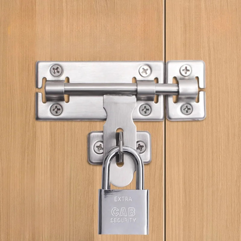 1 Set 4/6/8 Inch Hardware Door Lock,Stainless Steel Barrel Bolt Latch With Padlock Clasp for Locking Door Window Drawer Cupboard Peaceful Pleasures Health and Wellness