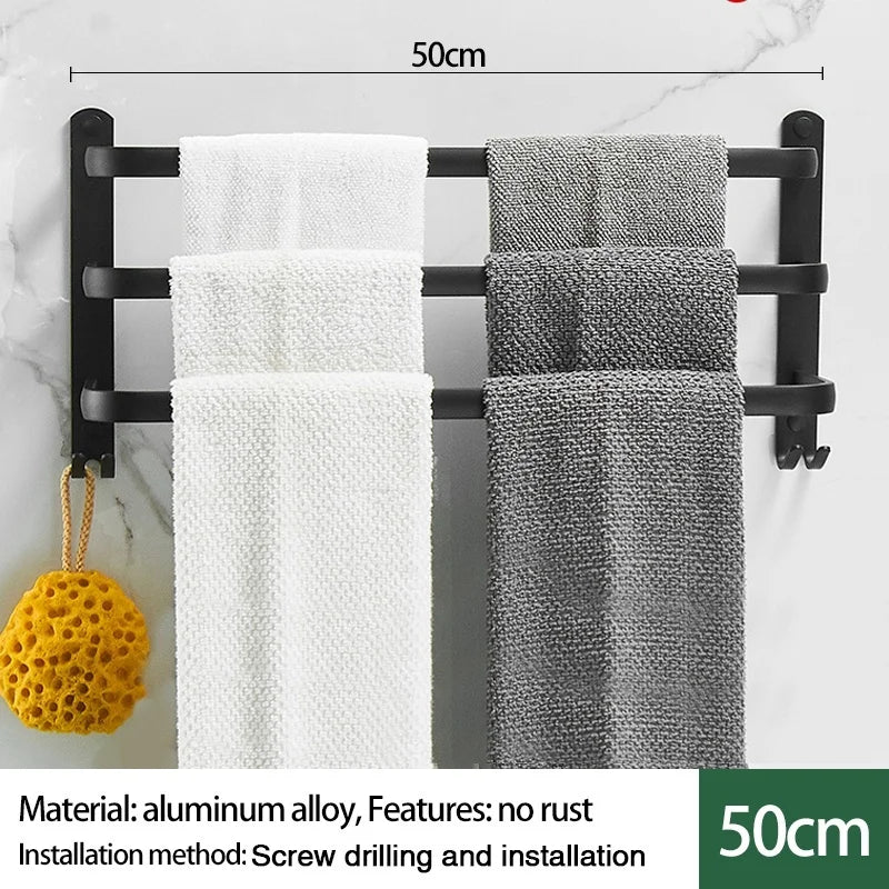Wall-Mounted Aluminum Towel Rack | 1, 2 & 3 Bar Options