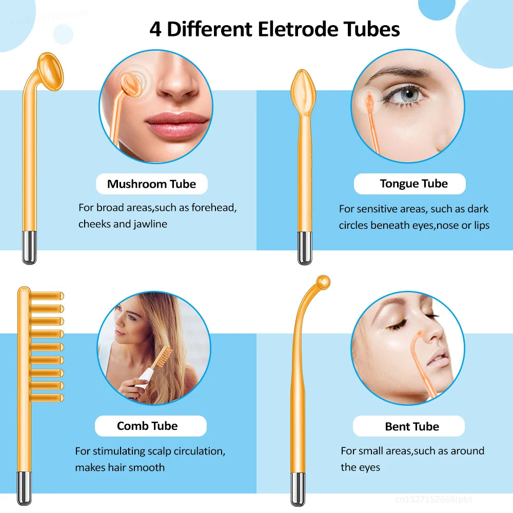 Electrotherapy Wand High Frequency Electrode Glass Tube Wand for Face Skin Tightening Machine Facial Acne Spot Wrinkles Remover Peaceful Pleasures Health and Wellness