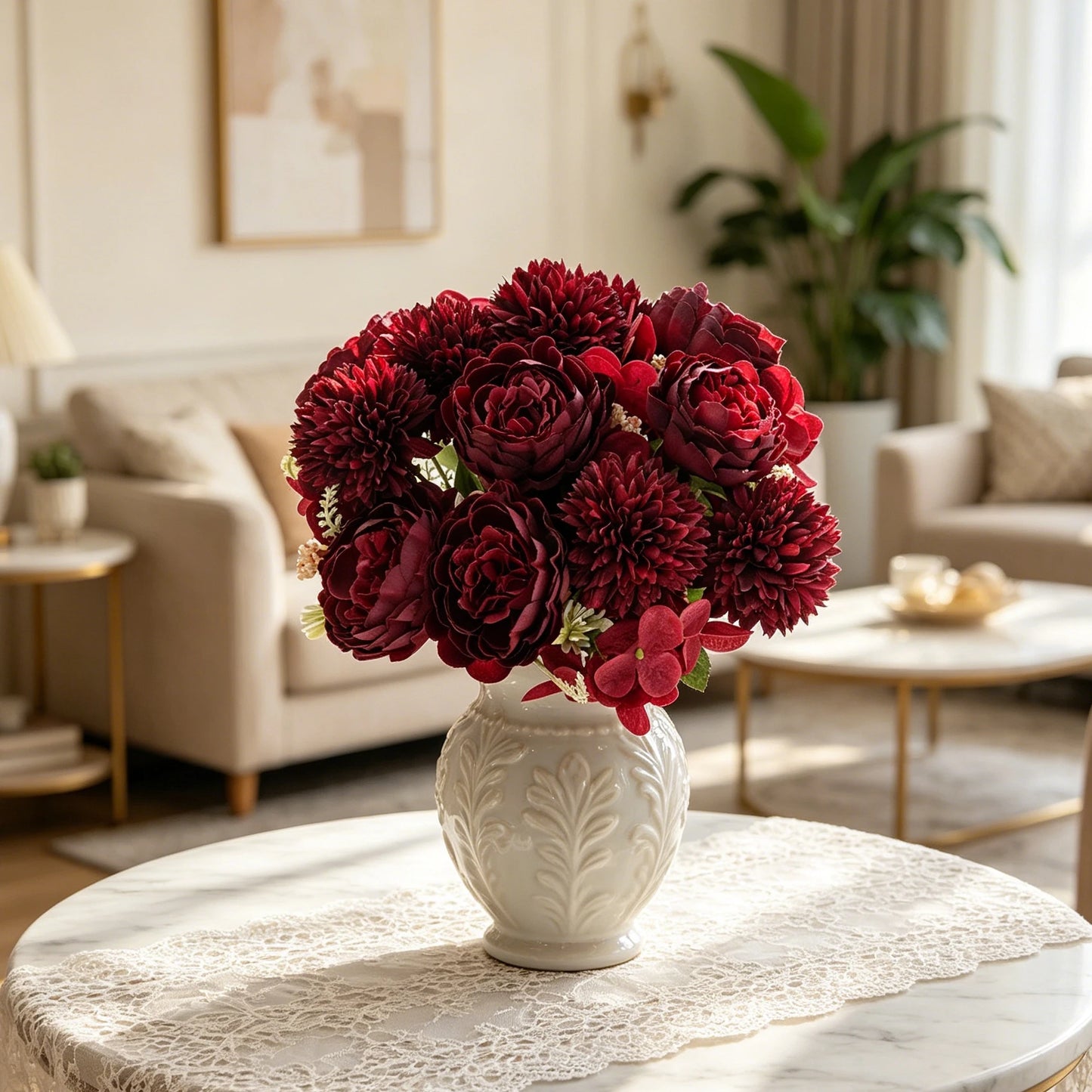 Silk Peony Artificial Flower Bouquet for Wedding & Home Decor