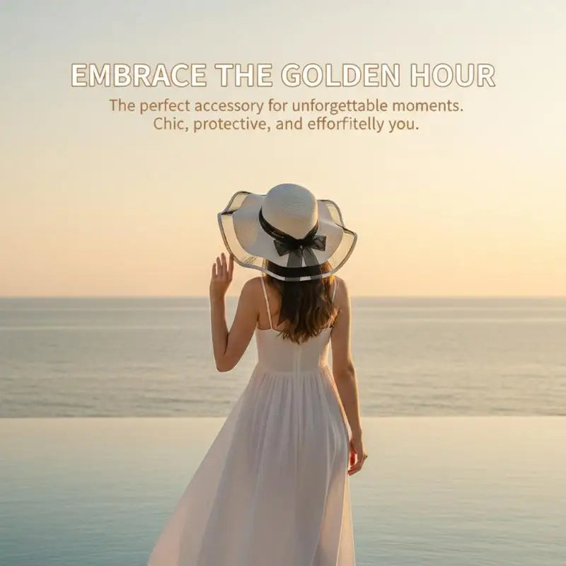 Women's Wide Brim Straw Sun Hat – UV Shield Beach Floppy Hat