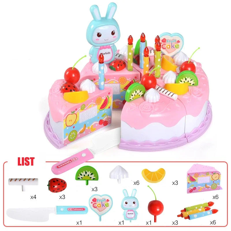 Kids DIY Birthday Cake Cutting Toy – Pretend Play Kitchen Set