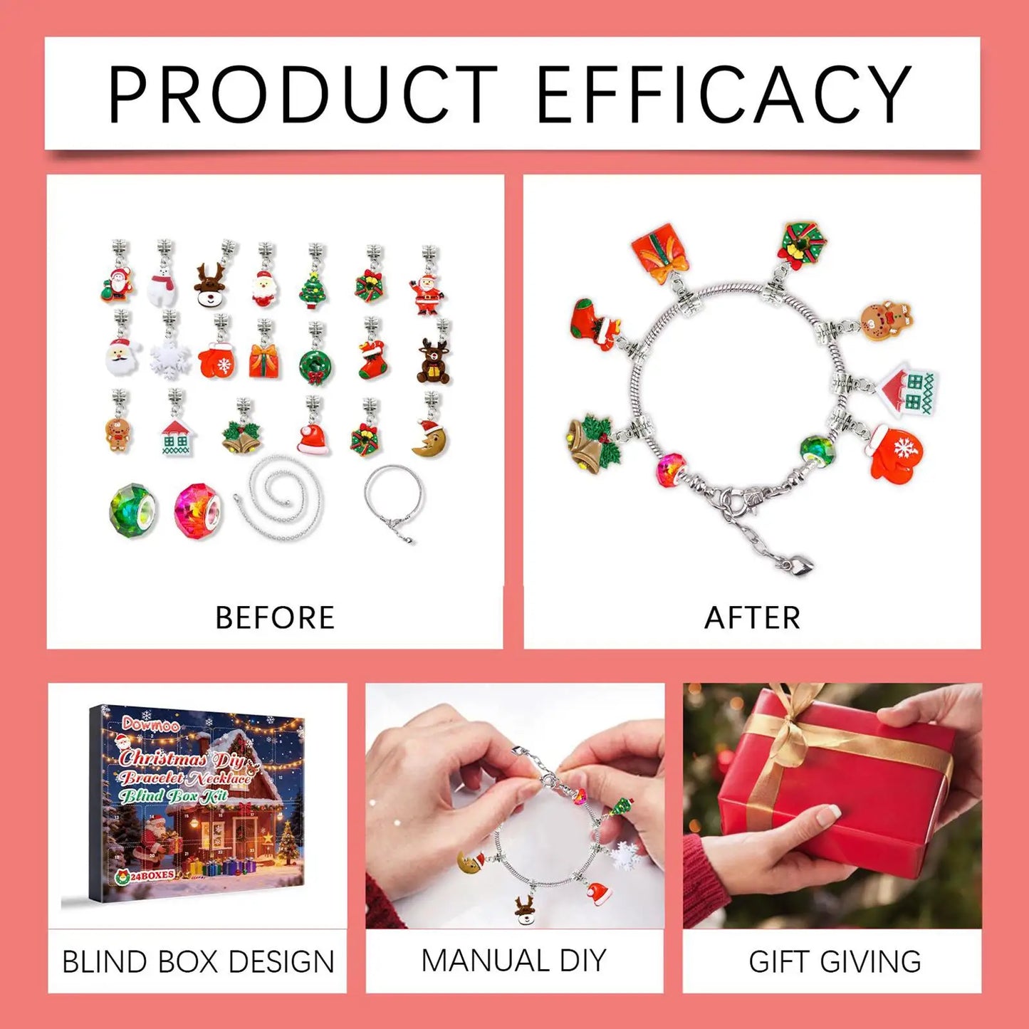 Christmas 24-Day Countdown Necklace Making Kit for Girls & Teens