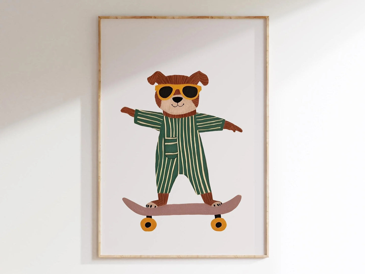 Cute Skateboard Dog Dachshund Canvas Prints Poster Cartoon Funny Animal Art Prints Bedroom Nursery Wall Art Home Decor Poster Peaceful Pleasures Health and Wellness