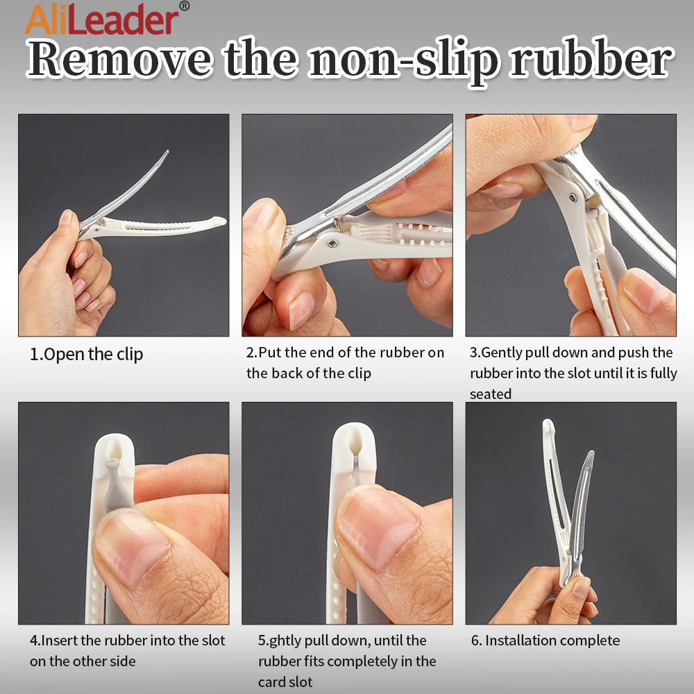 6pcs Professional Hair Clips Women Styling Sectioning Non-Slip Dividing Duckbill Hair Clips With Silicone Band No Crease Hair Peaceful Pleasures Health and Wellness