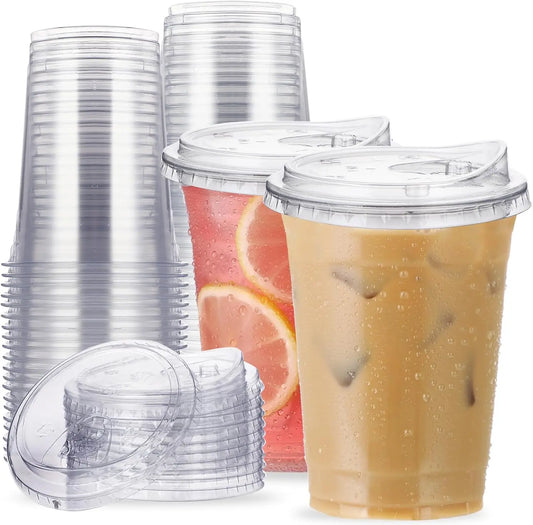 12/16//20/24/32OZ Clear Plastic Cups with Sip Lids Disposable Plastic Coffee Cups To Go Cups for Iced Coffee Smoothies Soda Peaceful Pleasures Health and Wellness