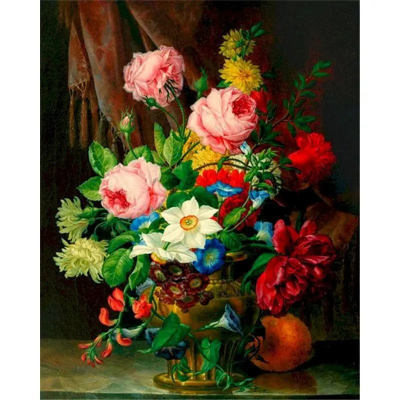 Classical Flowers Paint by Numbers Kit for Adults – 60×75cm