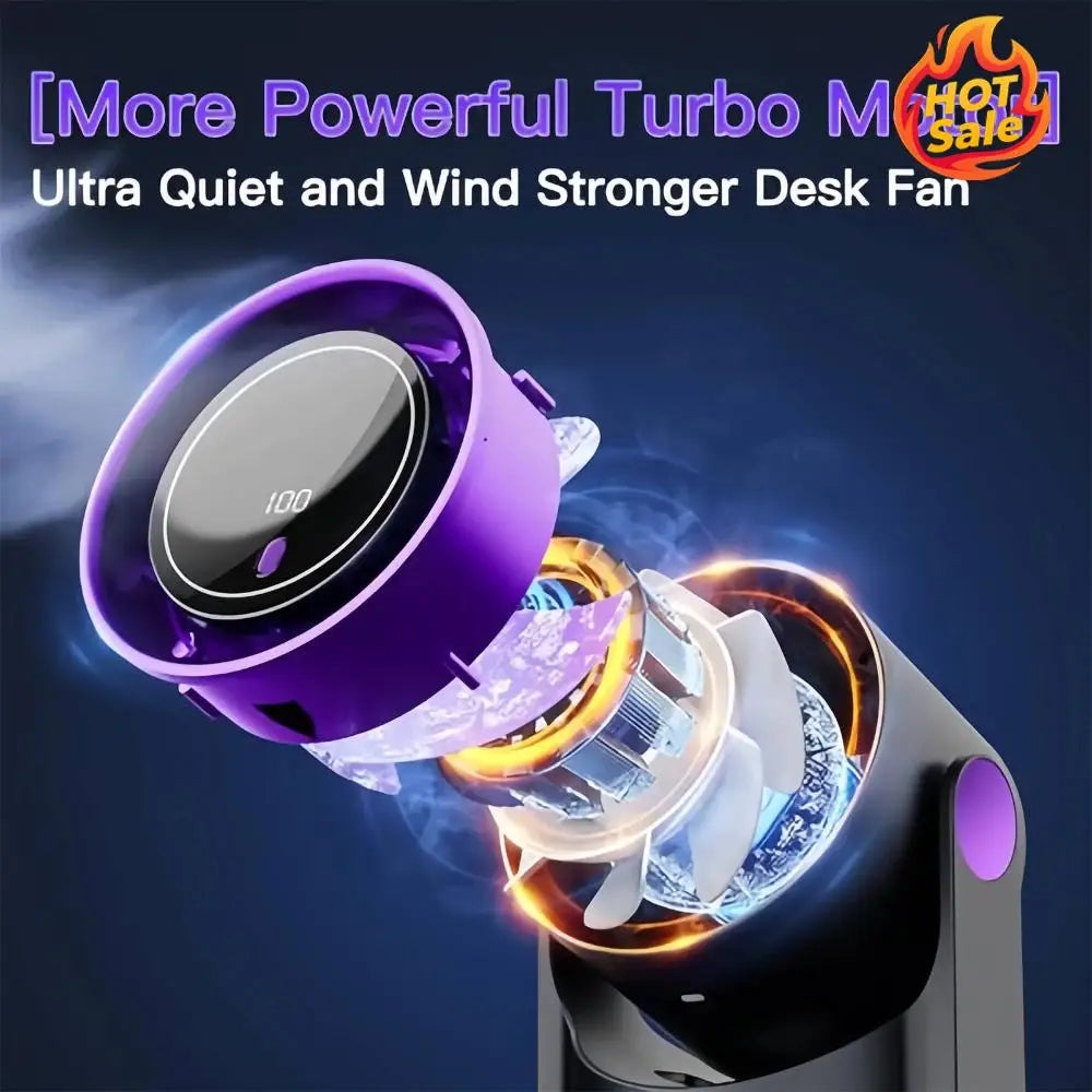 VODOOL Bladeless Desktop Fan 100 Speeds USB-C Rechargeable