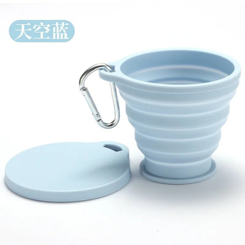 Foldable Silicone Camping Cup – Food Grade & Heat-Resistant Collapsible Travel Cup Peaceful Pleasures Health and Wellness SKY BLUE