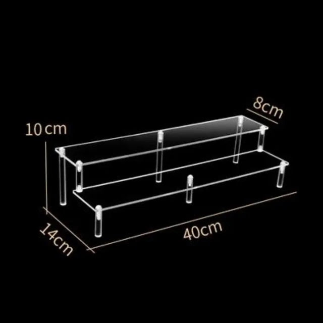 1-5 Tier Acrylic Display Stand Clear Display Riser Rack for Cupcake Perfume Doll Décor Organizer Amiibo Funko POP Figures DC05 Peaceful Pleasures Health and Wellness 2 tier 40x8