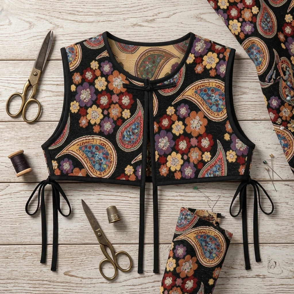 Women Sweet Style Adjustable Tie Embroidered Shirt Vest for Spring Autumn Peaceful Pleasures Health and Wellness