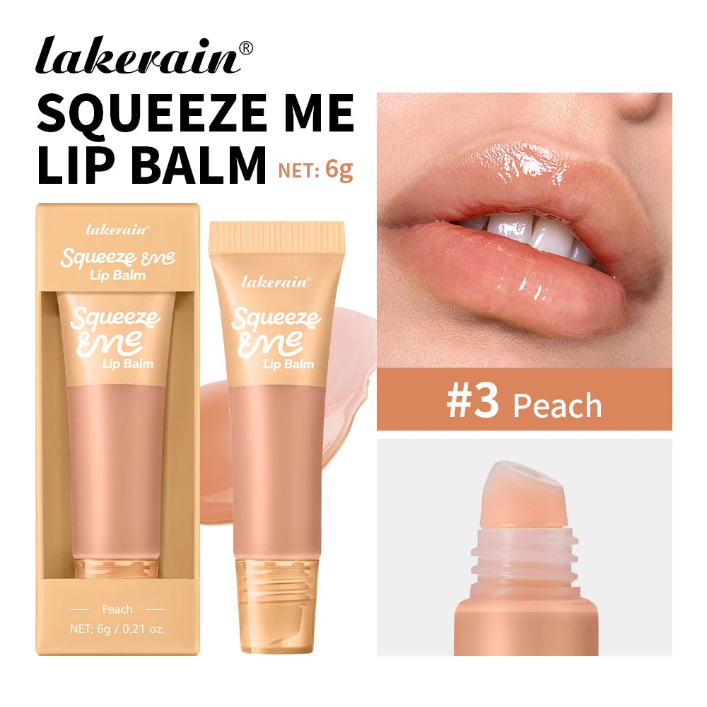 Lakerain Squeeze Lip Balm Long Lasting Deeply Nourishes Relieves Tightness Daily Care Hydrating Shine Lip Tint Makeup Peaceful Pleasures Health and Wellness Peach