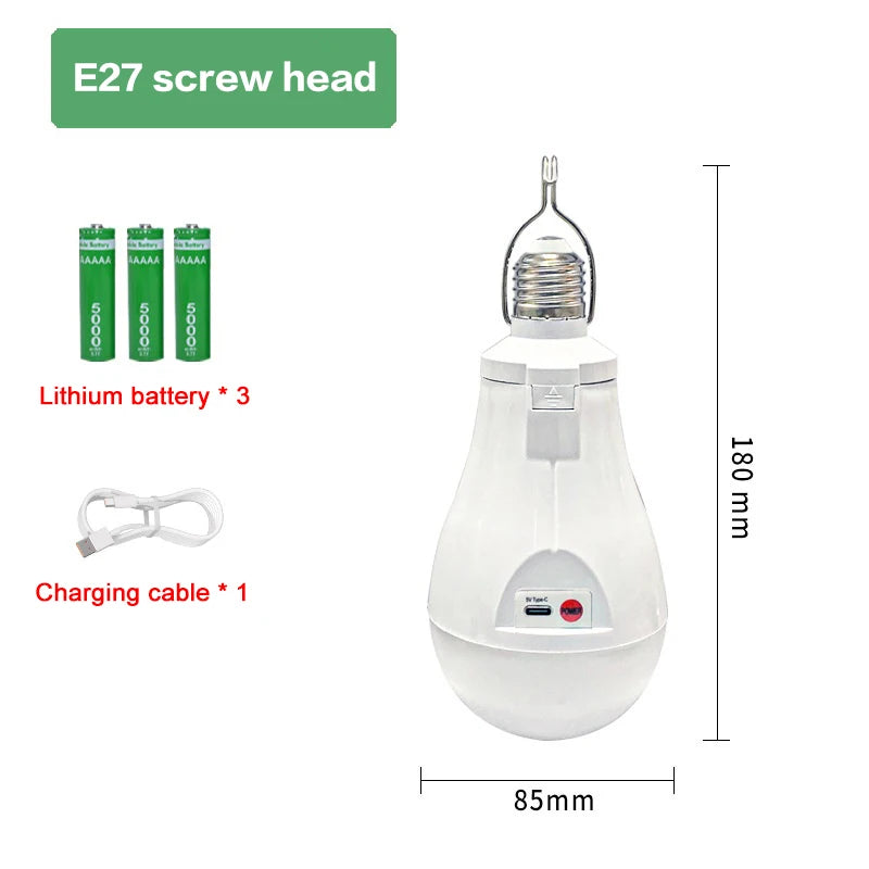 Flicker-Free LED Bulb Light Portable 20W 30W Emergency Bulb Courtyard Outdoor Bulb Removable Battery LED Charging Light Bulb Peaceful Pleasures Health and Wellness A1