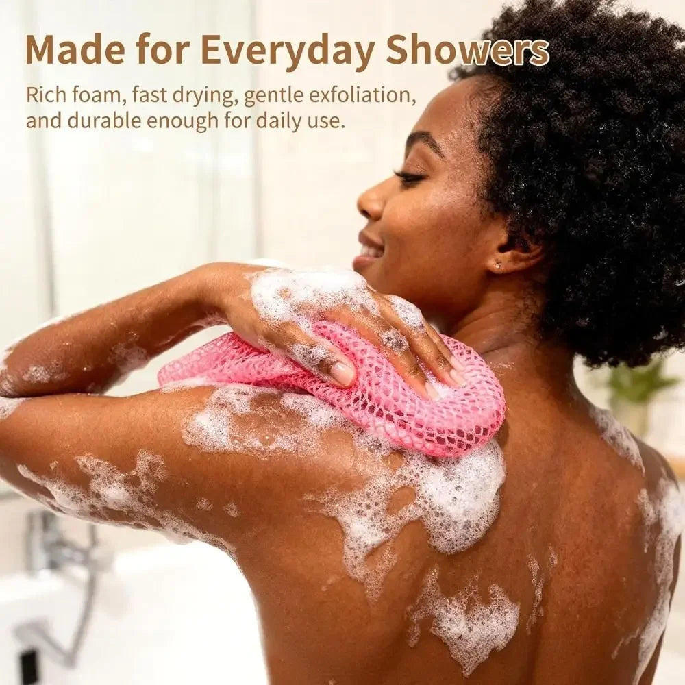 New Design Extra Long African Net Sponge Quick-Dry Easy foam Bath Net Stretchable Exfoliating Bath Sponge Peaceful Pleasures Health and Wellness