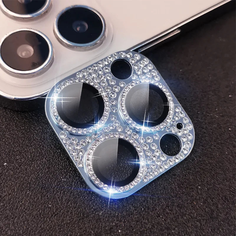 Diamond-encrusted Integrated Lens Film for iPhone15 16 ProMax Accessories Camera Protector for iphone12 13 14Pro Lens Protector Peaceful Pleasures Health and Wellness Far peak blue iPhone 17