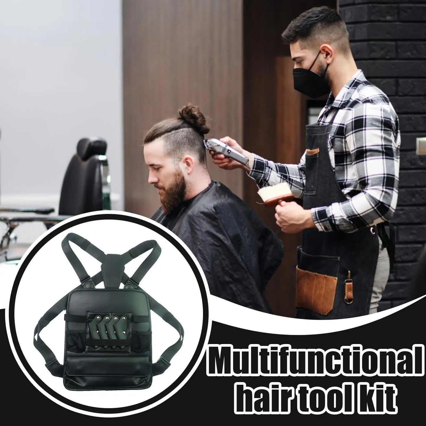 PU Leather Barber Chest Bag | Clipper & Scissor Organizer