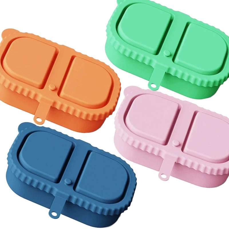 Silicone Double Compartment Seasoning Box, Sauce Snack Container, Portable Packaging with Lid, Foldable Storage Box Peaceful Pleasures Health and Wellness