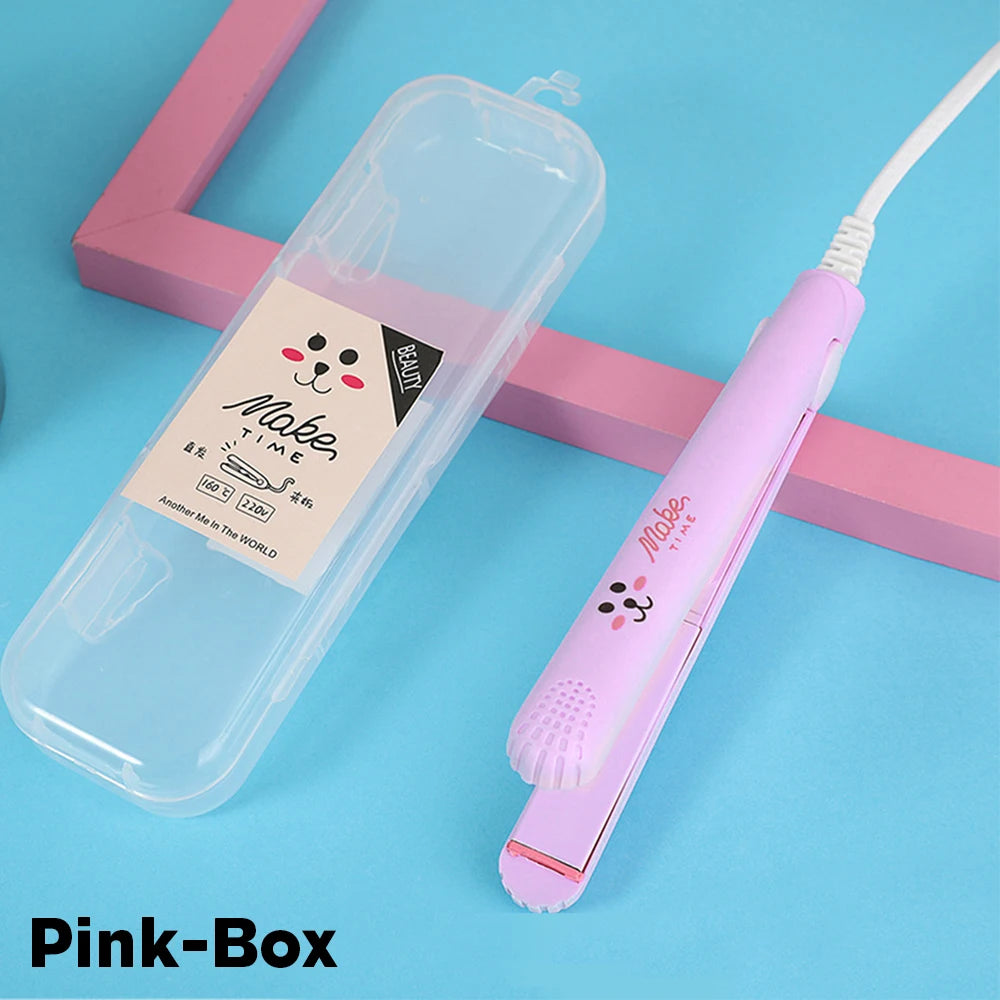 Mini Hair Iron Straightener & Curler Fast Heating Straightener Flat Iron Ceramic Straight Hair Iron Stlying Tools For Women Girl Peaceful Pleasures Health and Wellness Pink-Box EU