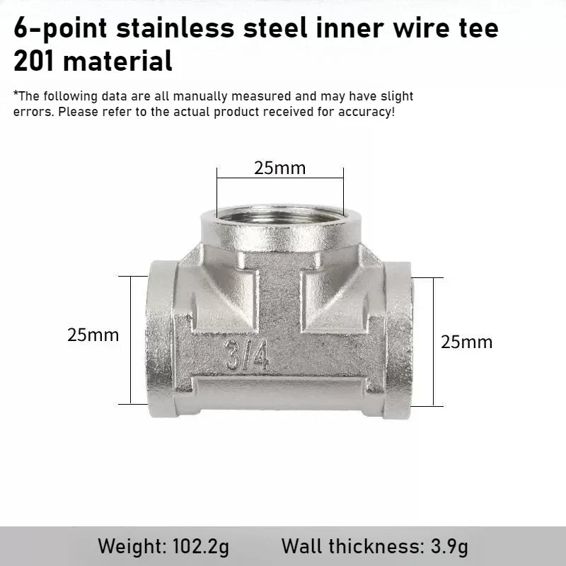 G1/2 Stainless Steel 3-Way T-Adapter Shower Water Splitter Valve