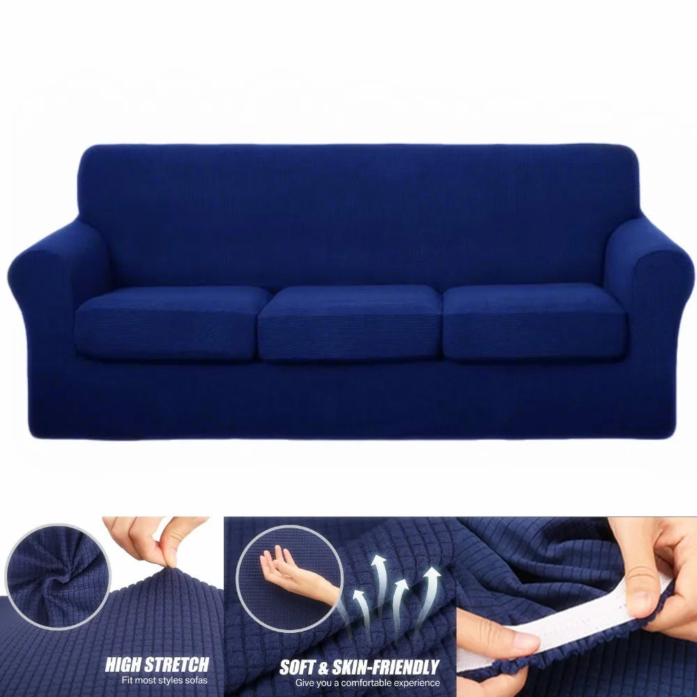2/3/4/5 Piece Sofa Covers for 1/2/3/4 Cushion Couch Slipcover Soft Stretch Furniture Covers for Dogs Non Slip Sofa Protector Peaceful Pleasures Health and Wellness Navy For 2 Cushion Sofa